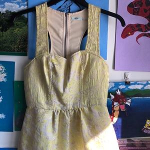 urban outfitters yellow jacquard dress size 0